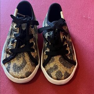Little Girls' Glitter Leopard Slip-On Sneakers - Black & Gold Kate's Spade Keds
